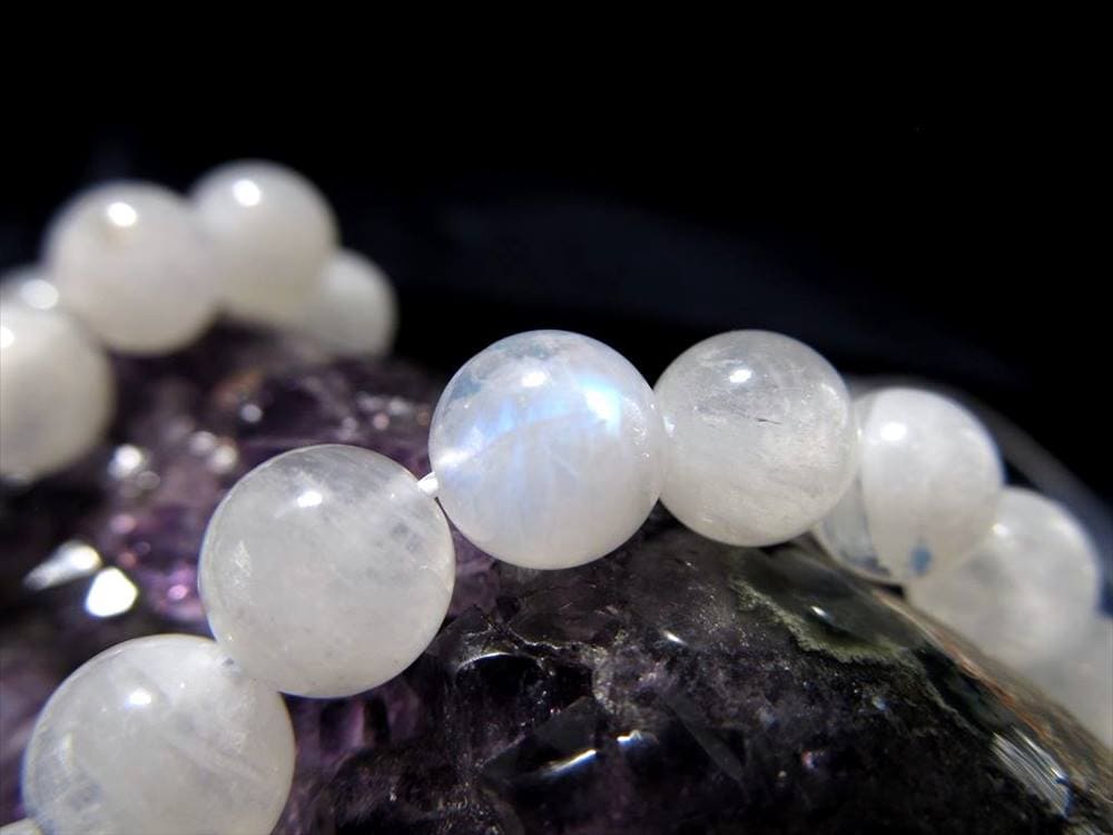 ブルームーンストーン 月長石 フェルドスパー ビーズ 一連