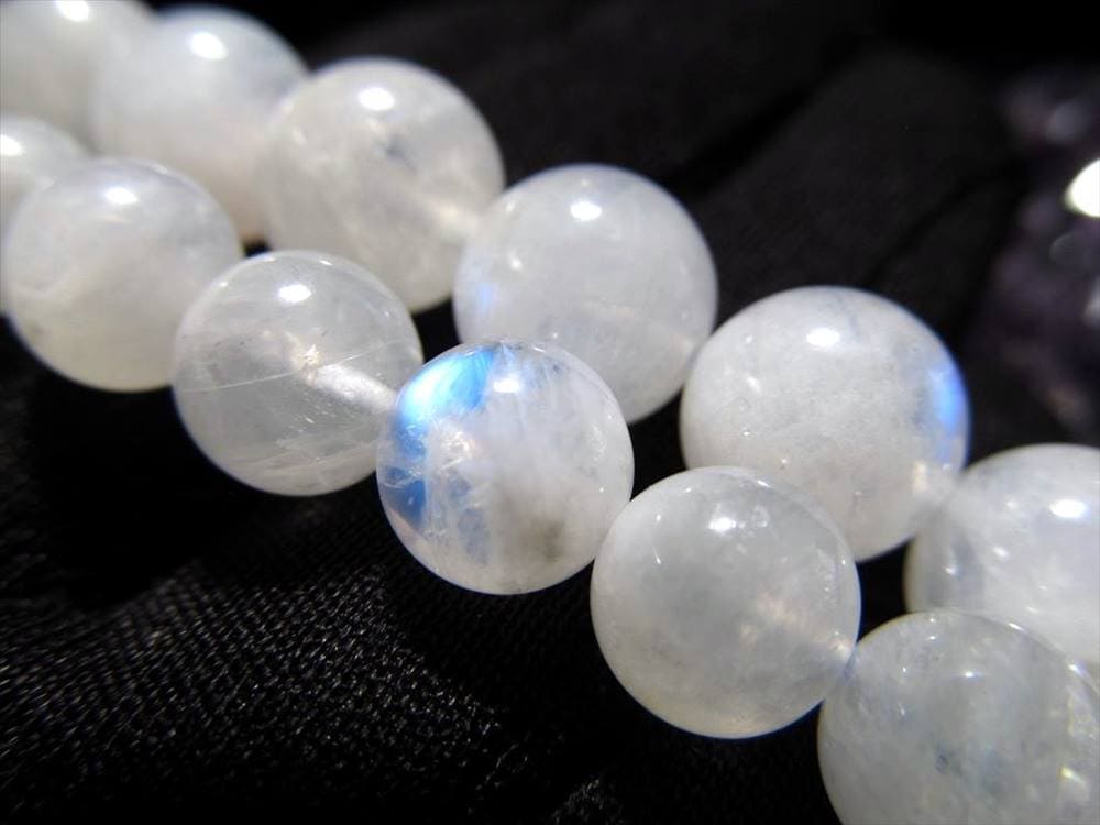 ブルームーンストーン 月長石 フェルドスパー ビーズ 一連