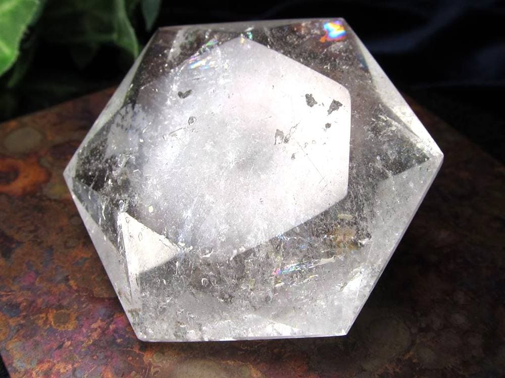 アイリスクォーツ 虹入り水晶 ヘキサゴン 六芒星 レインボー水晶