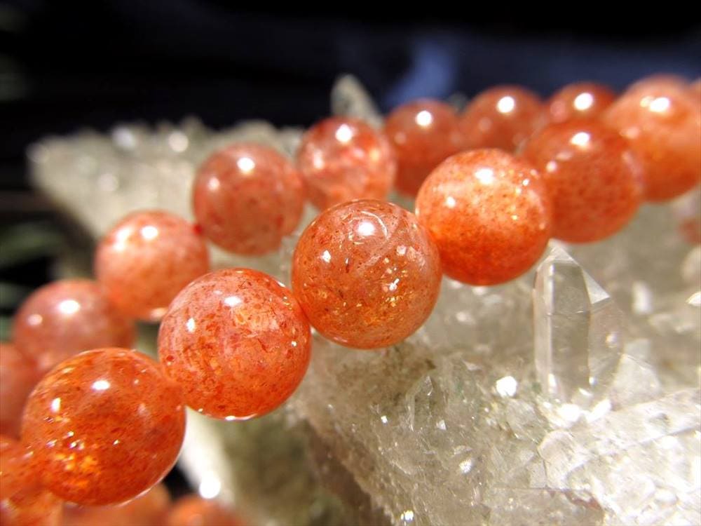 ビーズ連,サンストーン,アベンチュレッセンス,天然石,日長石