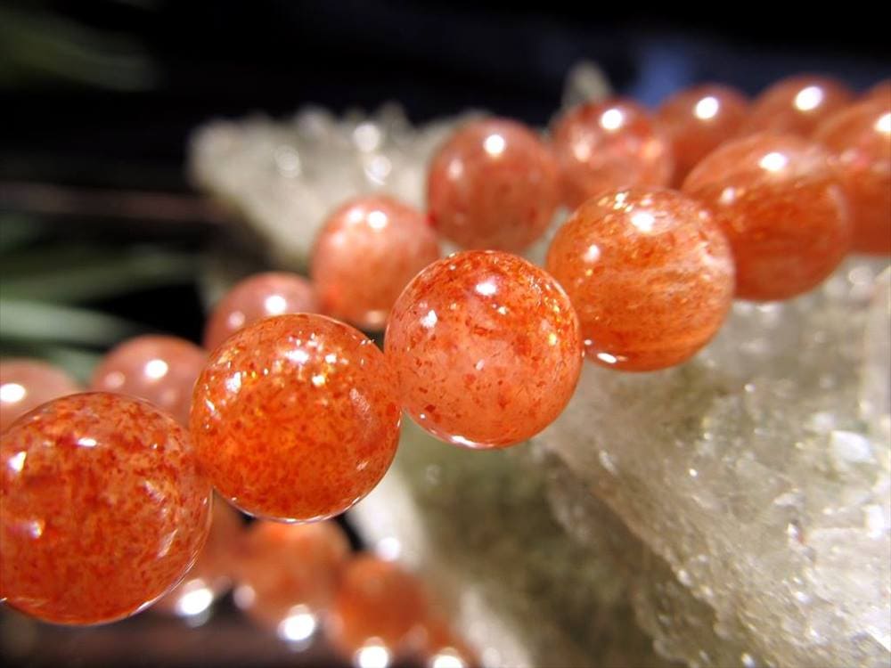 ビーズ連,サンストーン,アベンチュレッセンス,天然石,日長石