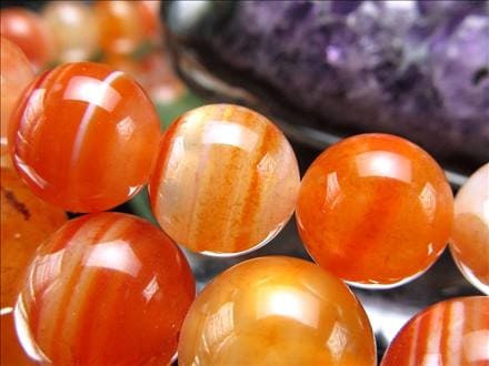 サードオニキス サードニクス 紅縞瑪瑙 ビーズ連 連材