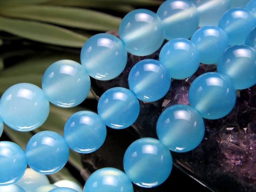 シーブルーカルセドニー カルセドニー 玉髄 ビーズ連 連材