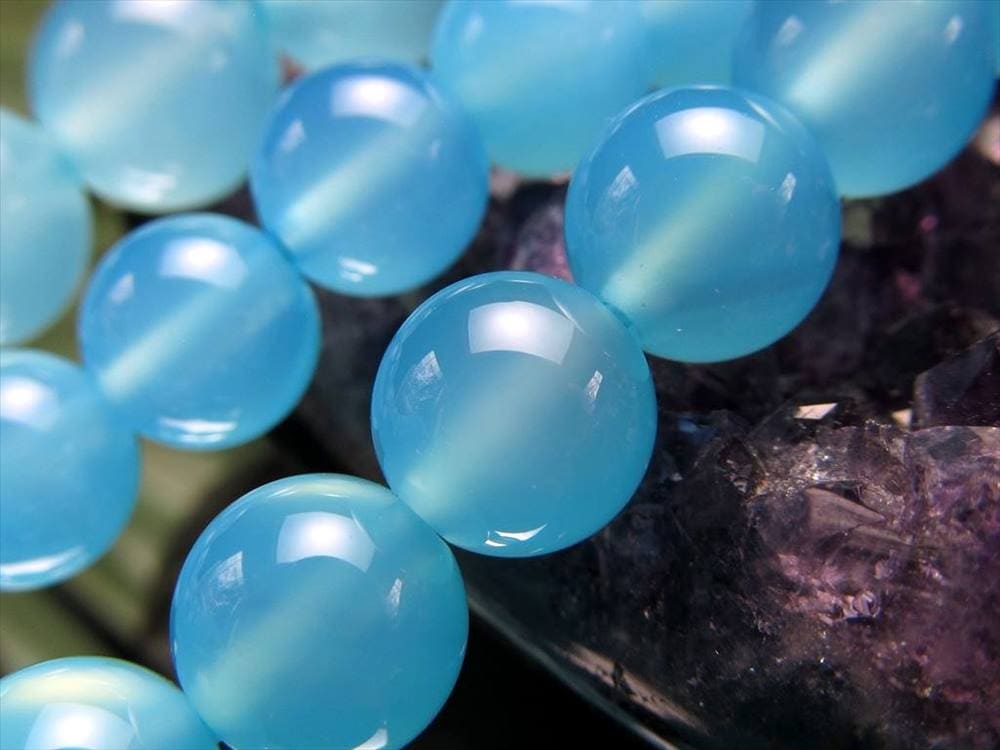 シーブルーカルセドニー カルセドニー 玉髄 ビーズ連 連材