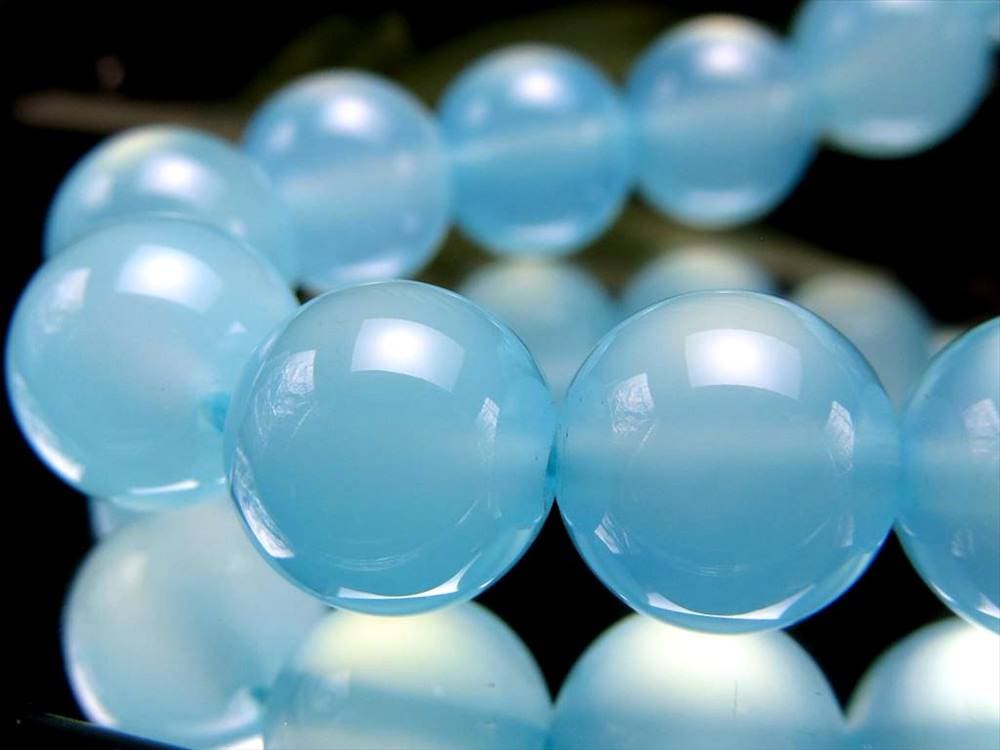 シーブルーカルセドニー カルセドニー 玉髄 ビーズ連 連材