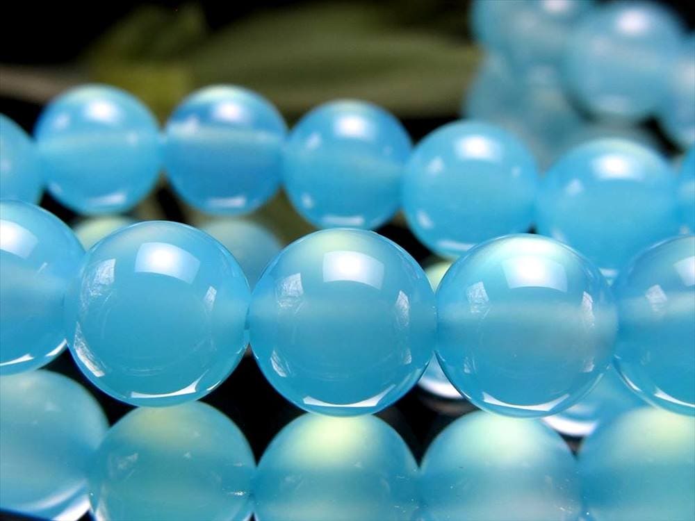 シーブルーカルセドニー カルセドニー 玉髄 ビーズ連 連材