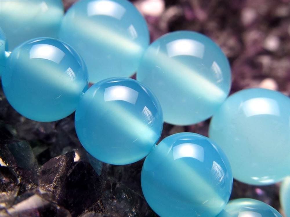 シーブルーカルセドニー カルセドニー 玉髄 ビーズ連 連材