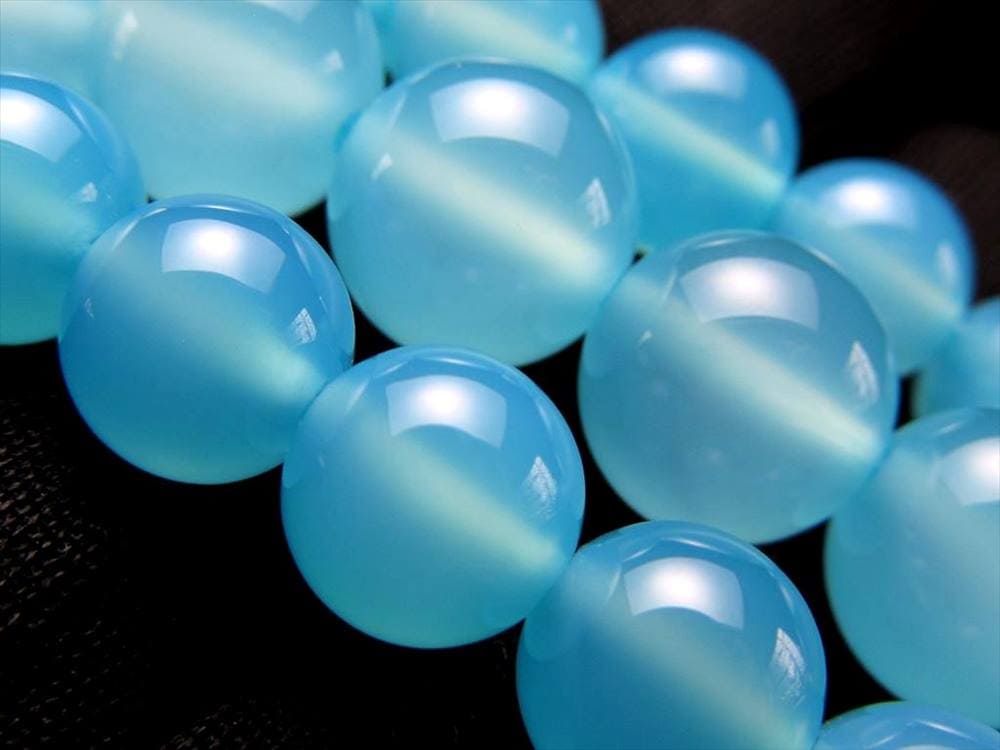 シーブルーカルセドニー カルセドニー 玉髄 ビーズ連 連材