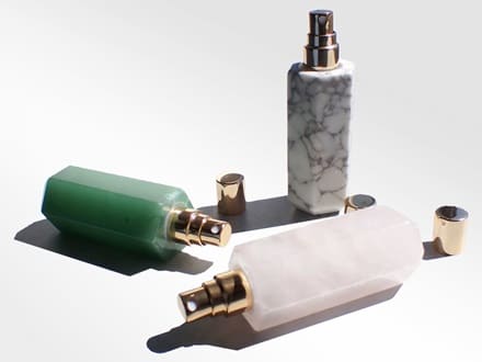 天然石ミストボトル 香水瓶 水晶 アメージスト ローズクォーツ