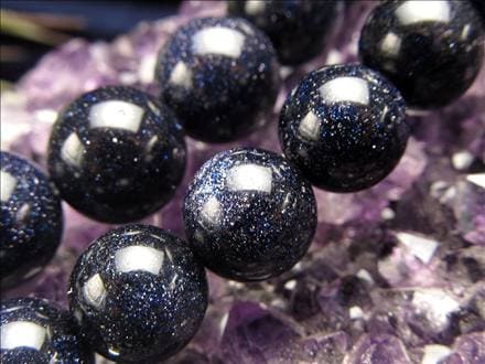 ブルーゴールドストーン 紫金石 人工 ビーズ連 連材