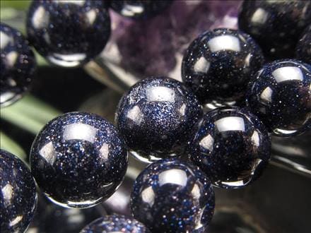 ブルーゴールドストーン 紫金石 人工 ビーズ連 連材