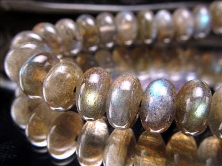 ラブラドライト 曹灰長石 ボタン ビーズ連 連材