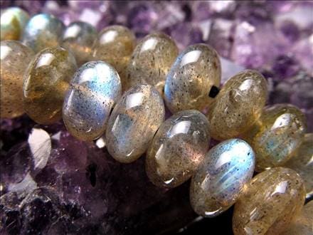 ラブラドライト 曹灰長石 ボタン ビーズ連 連材