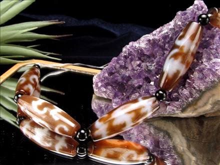 五福臨門天珠 天珠 瑪瑙 チベット 厄除け 天珠型 ビーズ連 連材