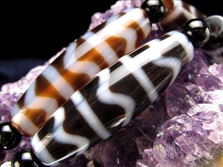 水紋天珠 天珠 瑪瑙 チベット 厄除け 天珠型 ビーズ連 連材