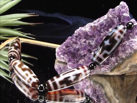 平安十字佛天珠 天珠 瑪瑙 チベット 厄除け 天珠型 ビーズ連 連材