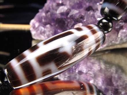 平安十字佛天珠 天珠 瑪瑙 チベット 厄除け 天珠型 ビーズ連 連材