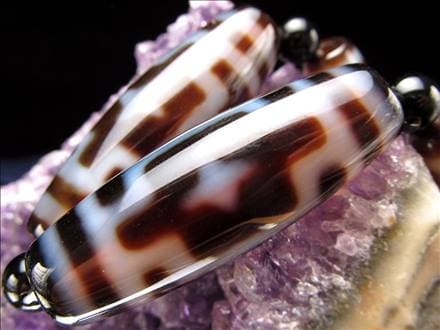 平安十字佛天珠 天珠 瑪瑙 チベット 厄除け 天珠型 ビーズ連 連材