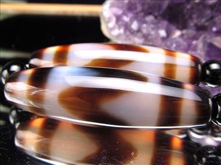 虎牙天珠 天珠 瑪瑙 チベット 厄除け 天珠型 ビーズ連 連材