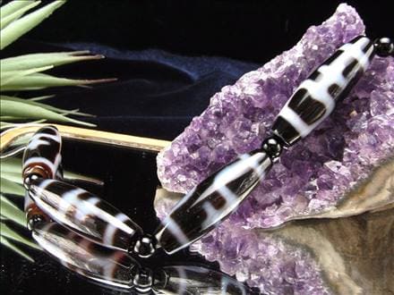 宝瓶天珠 天珠 瑪瑙 チベット 厄除け 天珠型 ビーズ連 連材