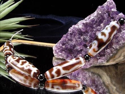 水蓮花天珠 天珠 瑪瑙 チベット 厄除け 天珠型 ビーズ連 連材