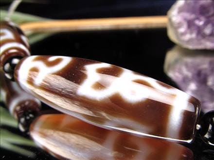 水蓮花天珠 天珠 瑪瑙 チベット 厄除け 天珠型 ビーズ連 連材