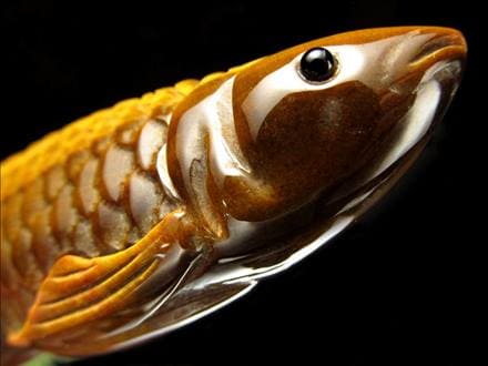 アロワナ 置物 タイガーアイ 龍魚 彫刻