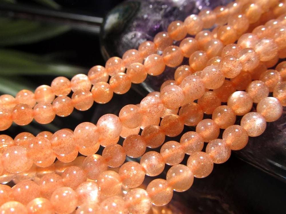 サンストーン 日長石 アベンチュリンフェルドスパー ビーズ連 連材