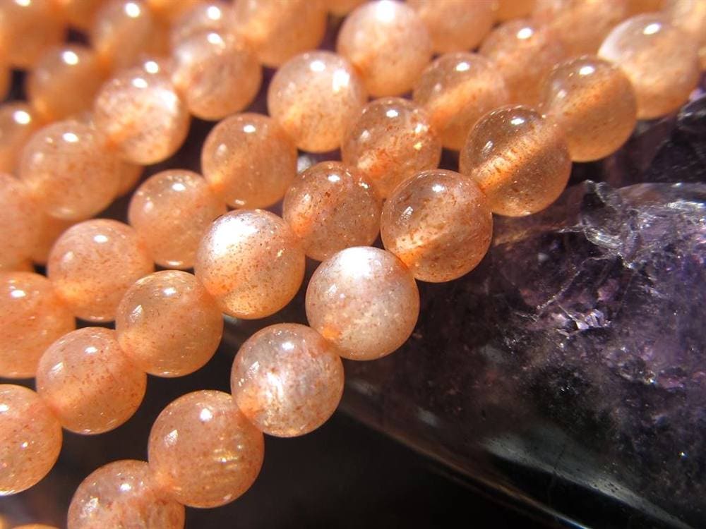 サンストーン 日長石 アベンチュリンフェルドスパー ビーズ連 連材