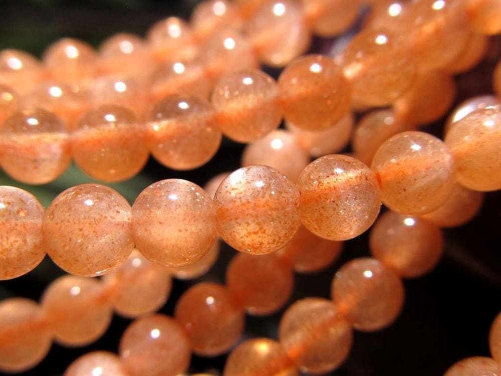 サンストーン 日長石 アベンチュリンフェルドスパー ビーズ連 連材