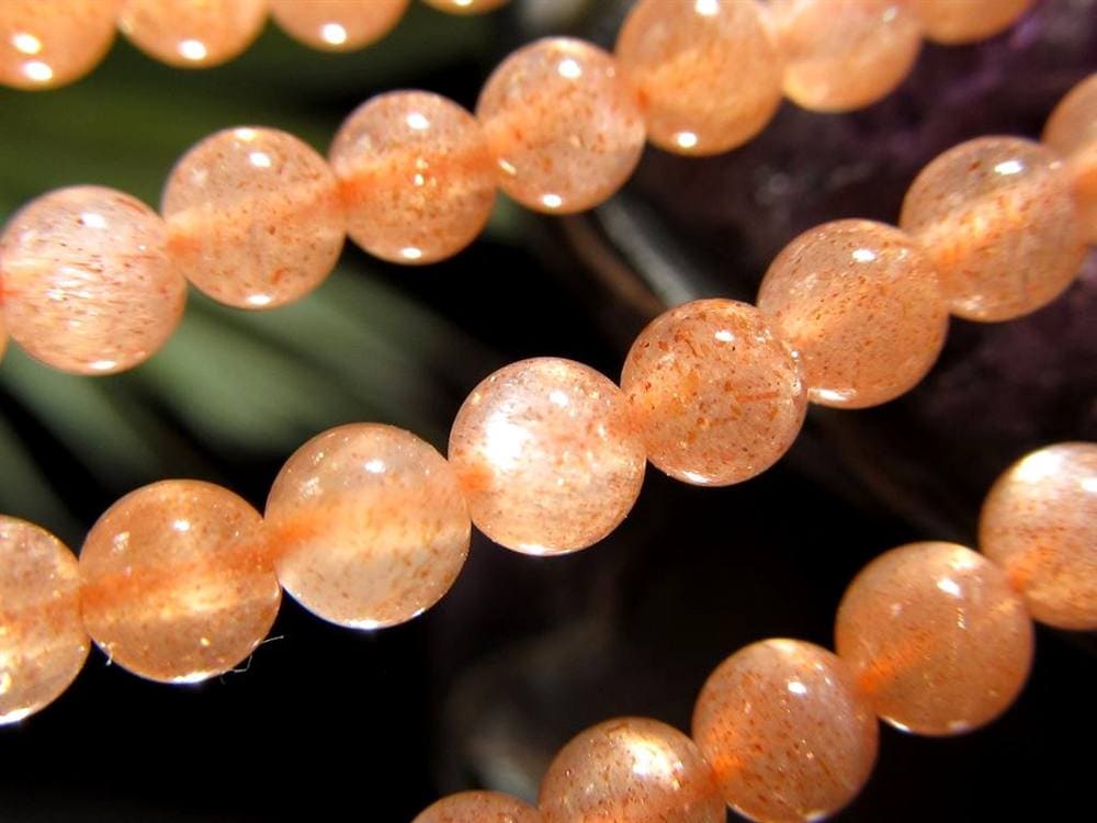 サンストーン 日長石 アベンチュリンフェルドスパー ビーズ連 連材