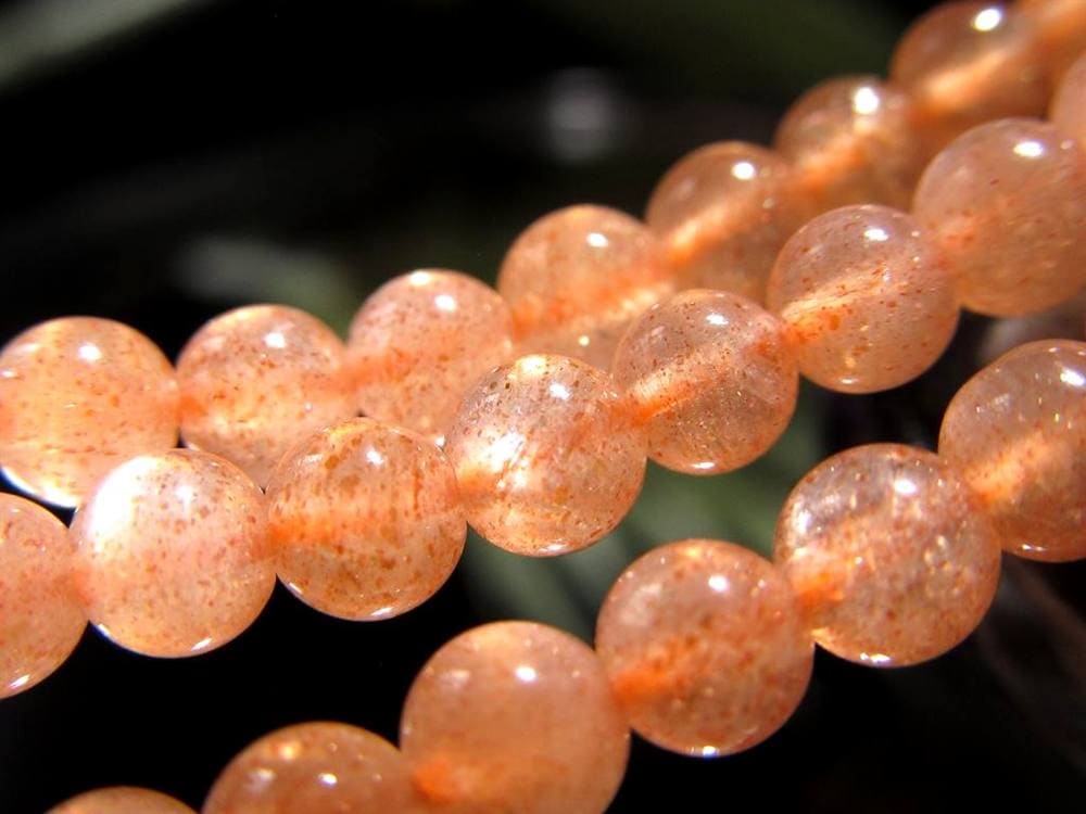 サンストーン 日長石 アベンチュリンフェルドスパー ビーズ連 連材