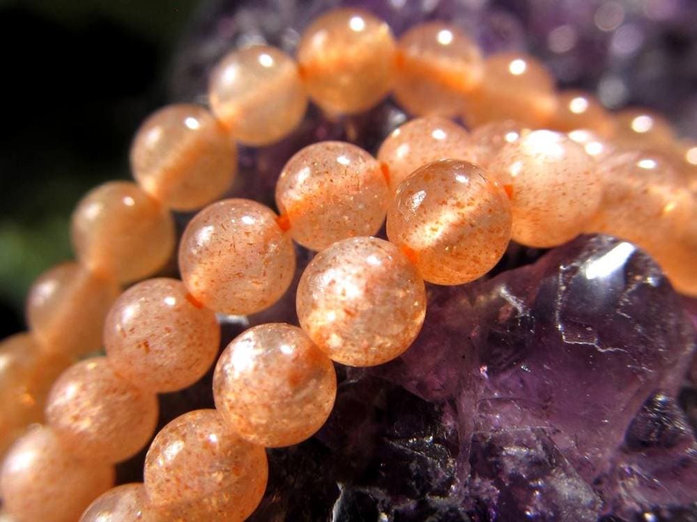 サンストーン 日長石 アベンチュリンフェルドスパー ビーズ連 連材