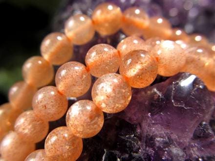 サンストーン 日長石 アベンチュリンフェルドスパー ビーズ連 連材