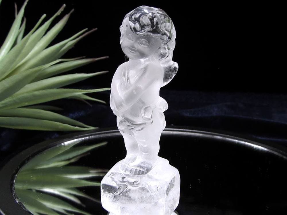 水晶 キューピット エンジェル 天使 彫刻 置物