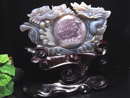 アゲート トレジャーメノウ 瑪瑙 龍穴 双龍 龍神