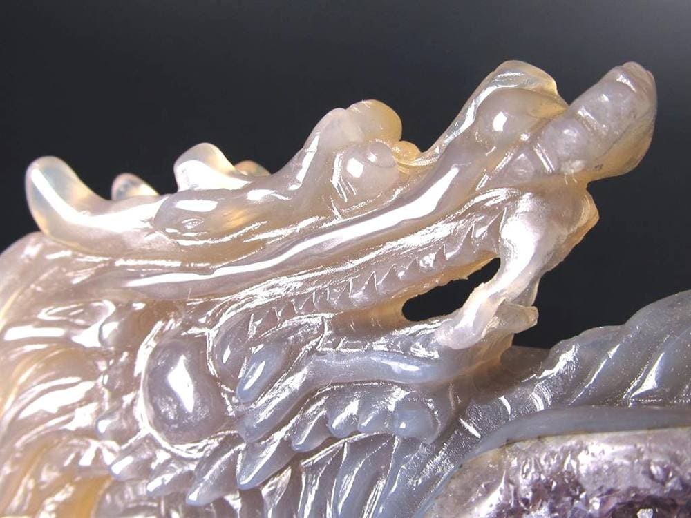 龍 瓢箪 笑口アメジスト 瑪瑙 龍穴アゲート 彫刻 置物