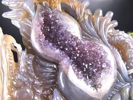 龍 瓢箪 笑口アメジスト 瑪瑙 龍穴アゲート 彫刻 置物