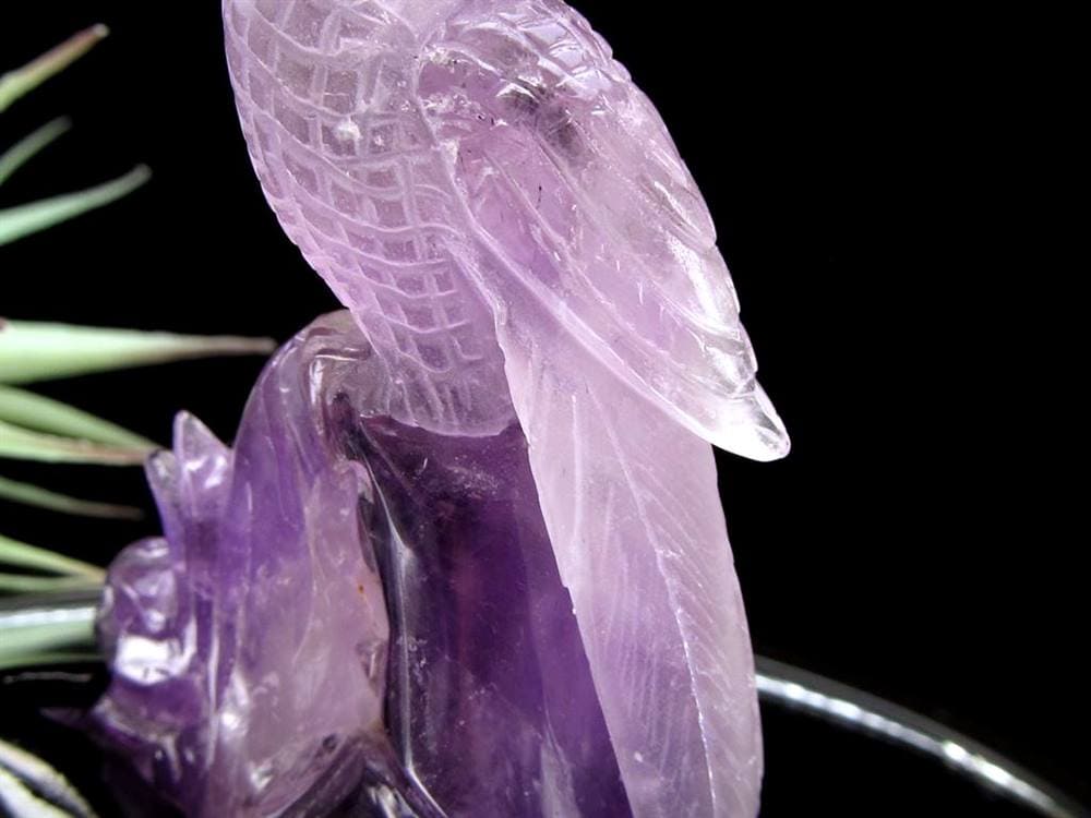 縁起物 オウム アメジスト 彫刻 置物