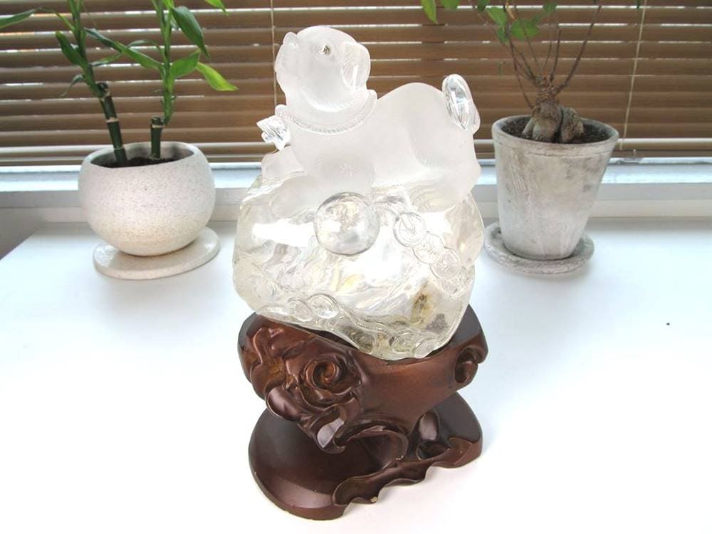 犬 天然水晶 万能の石 浄化 置物