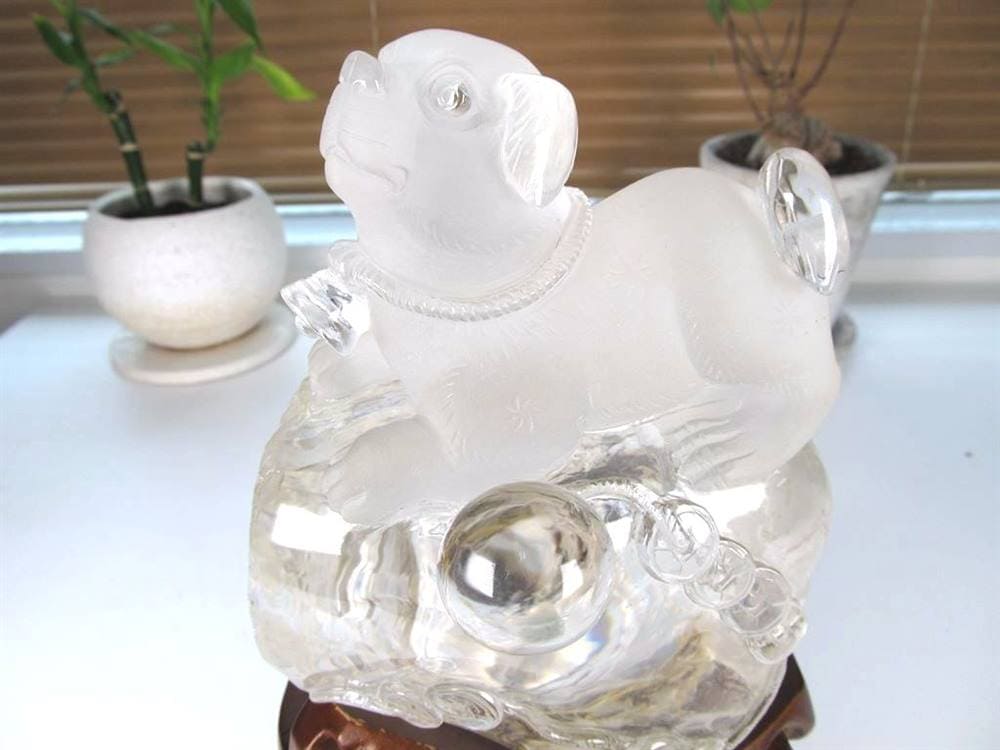 犬 天然水晶 万能の石 浄化 置物