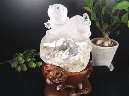 犬 天然水晶 万能の石 浄化 置物
