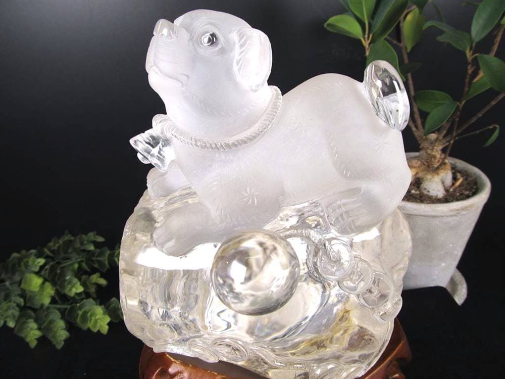 犬 天然水晶 万能の石 浄化 置物
