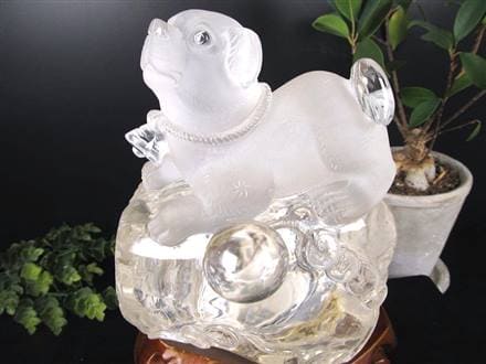 犬 天然水晶 万能の石 浄化 置物