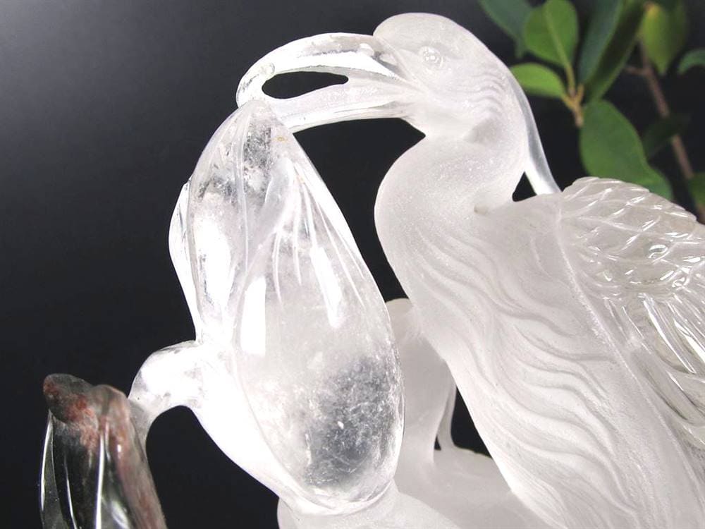 鶴 天然水晶 万能の石 浄化 置物