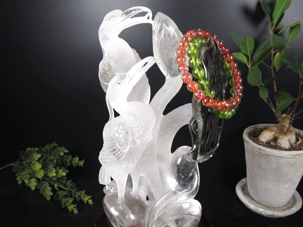 鶴 天然水晶 万能の石 浄化 置物