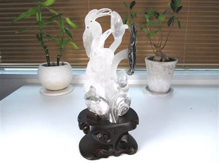 鶴 天然水晶 万能の石 浄化 置物