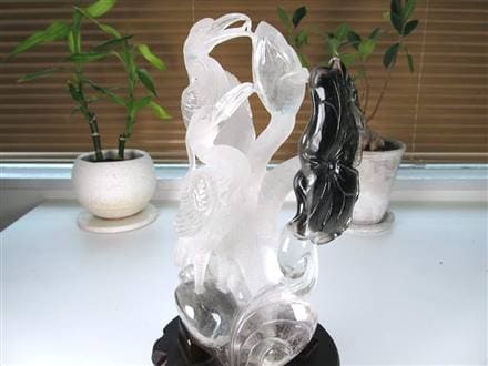 鶴 天然水晶 万能の石 浄化 置物