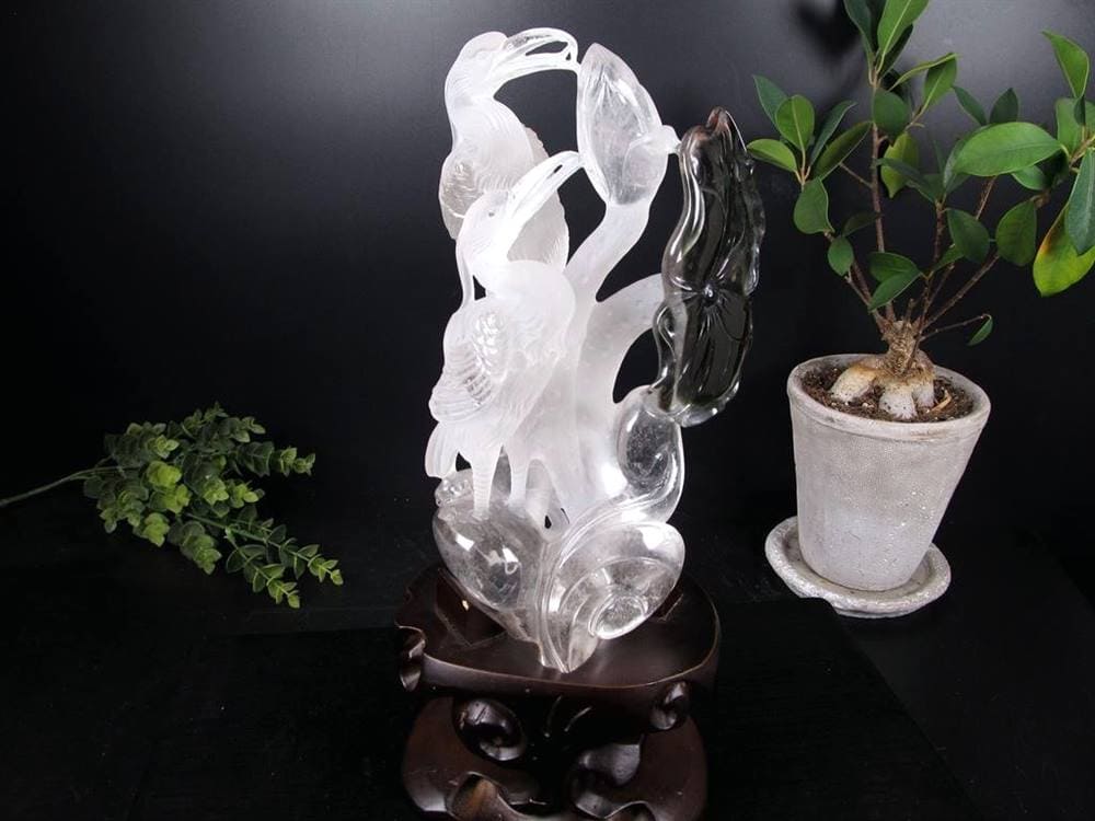 鶴 天然水晶 万能の石 浄化 置物