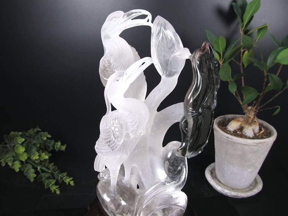 鶴 天然水晶 万能の石 浄化 置物